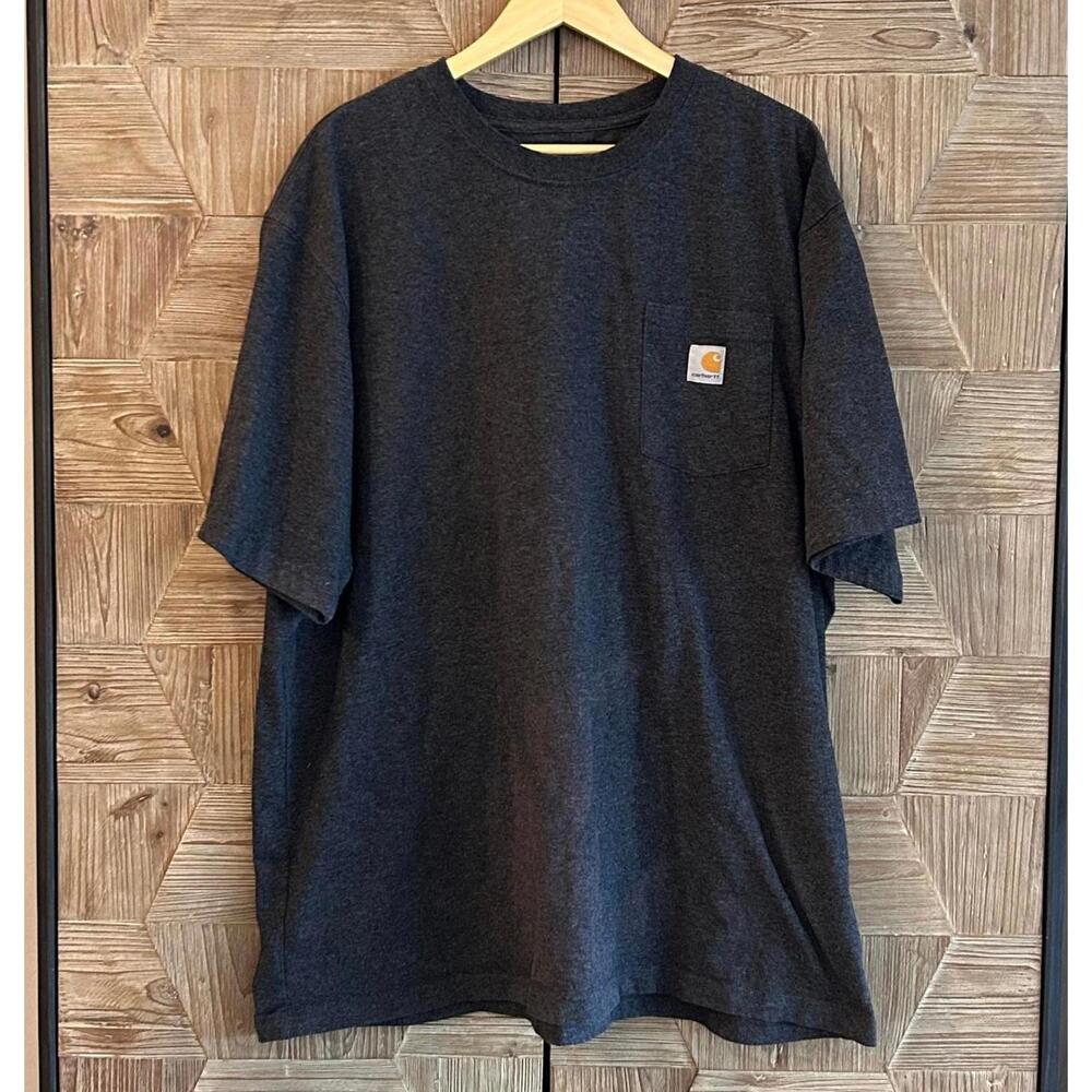 Carhartt Mens Dark Gray Shirt Sleeve T-Shirt Pocket Size 2XL